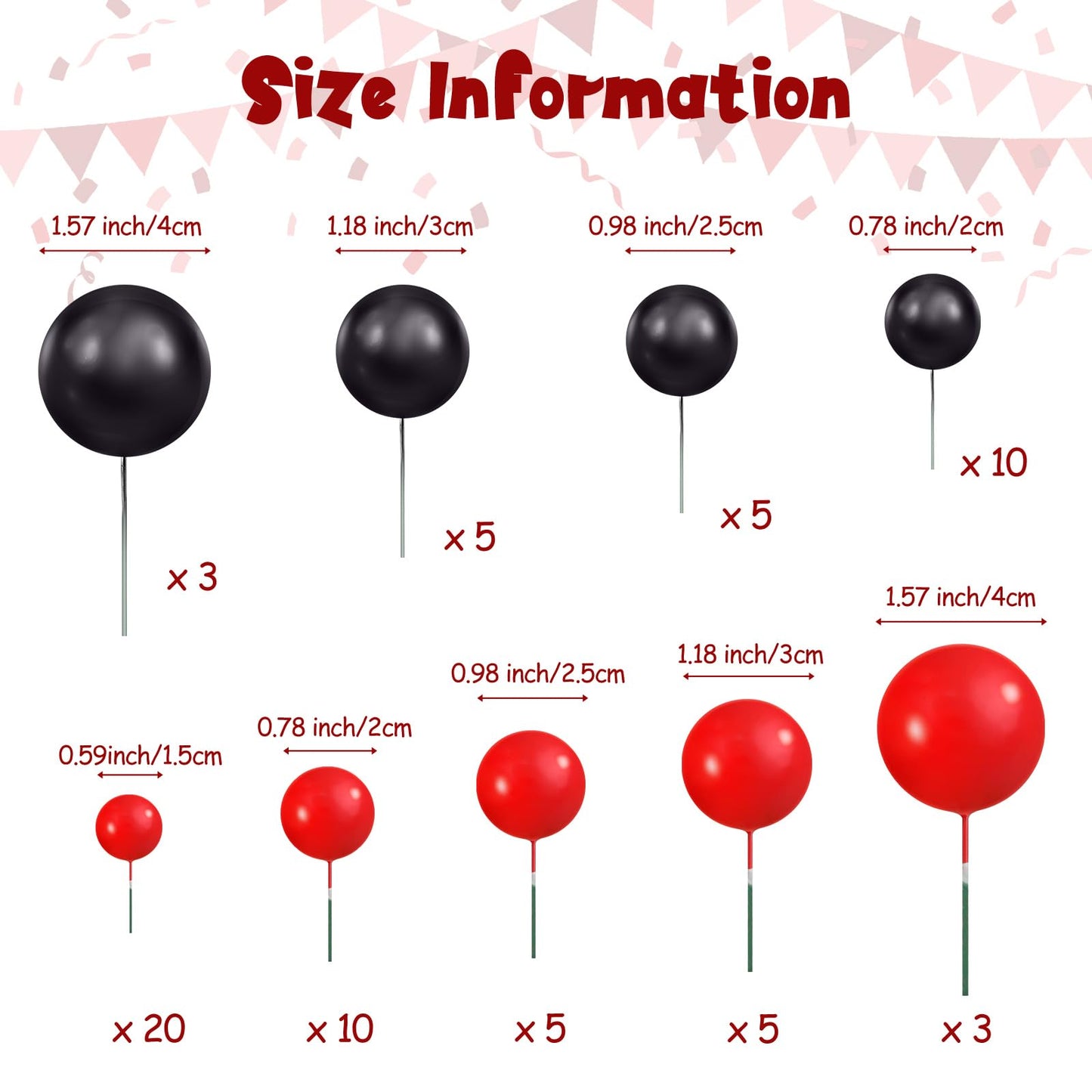 66 Pieces Mini Balloon Cake Topper Decorations Balls Faux Pearl Balls Picks Diy Cake Insert Topper Baking Decoration For Anniver