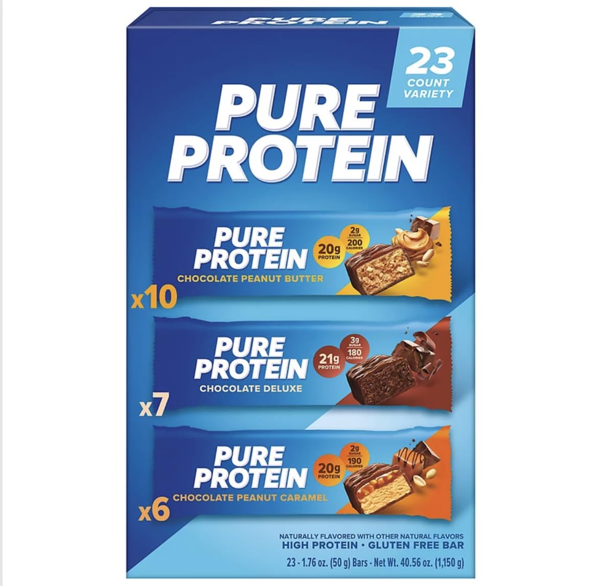 Pure Protein Bars, Nutrient Rich Snacks With High Protein For Energy Support, Minimal Sugar, Gluten-Free, Variety Pack (In Neyum