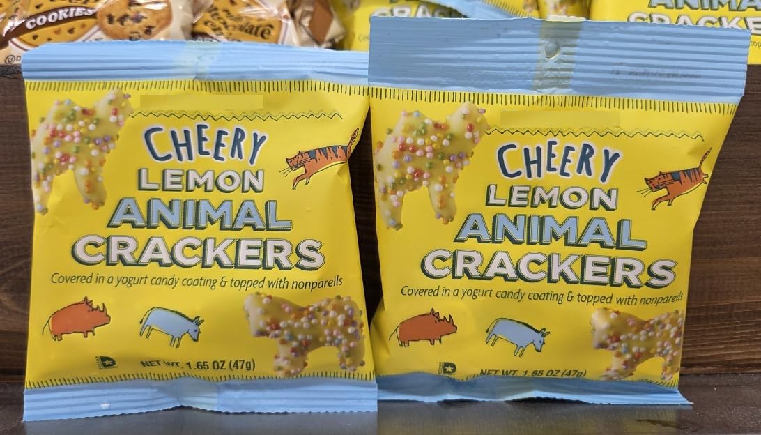 Trader Joe Cherry Lemon Animal Crackers 1.65oz 47g (Two Bags)