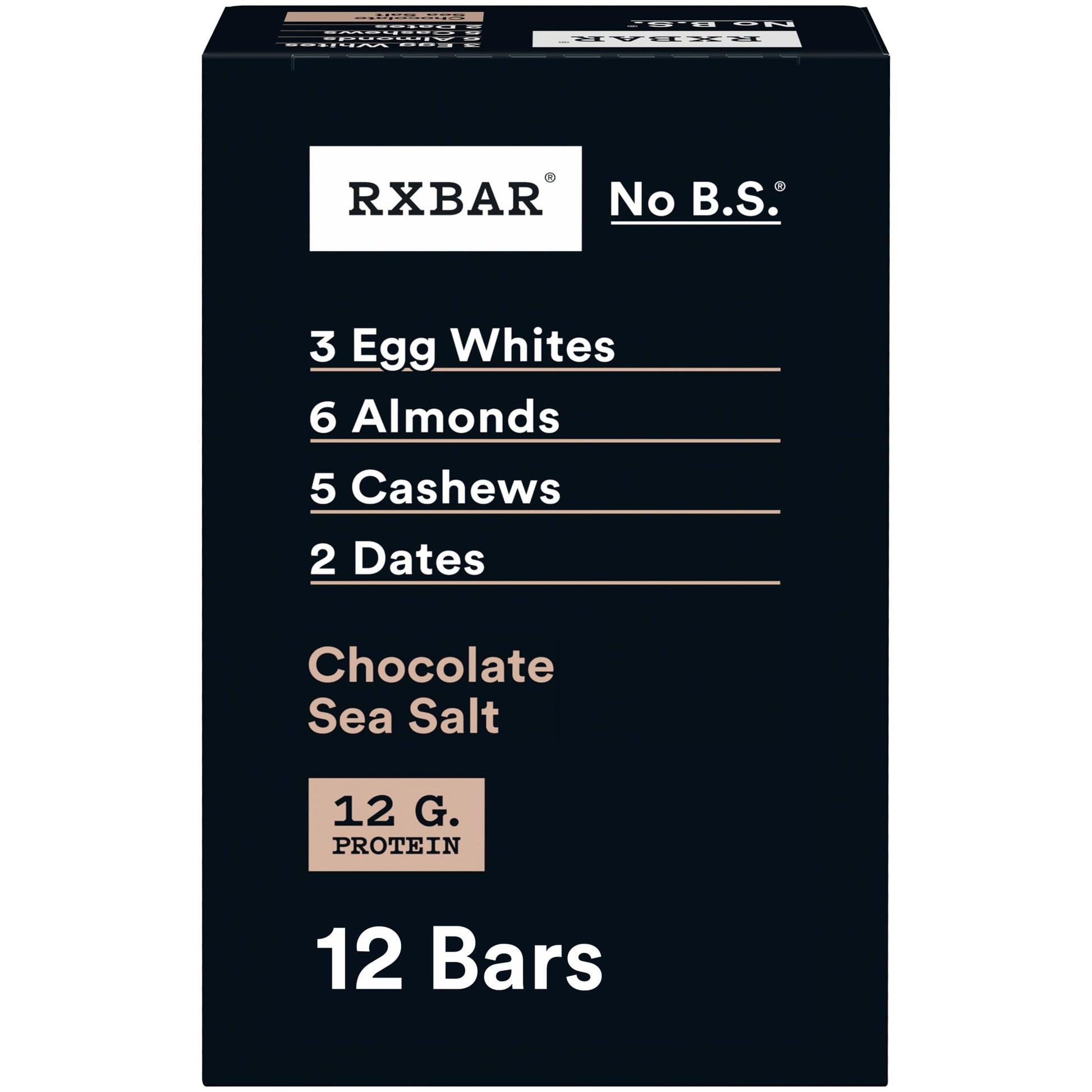 RXBAR Protein Bars, Protein Snack, Snack Bars, Chocolate Sea Salt, 22oz Box (12 Count)