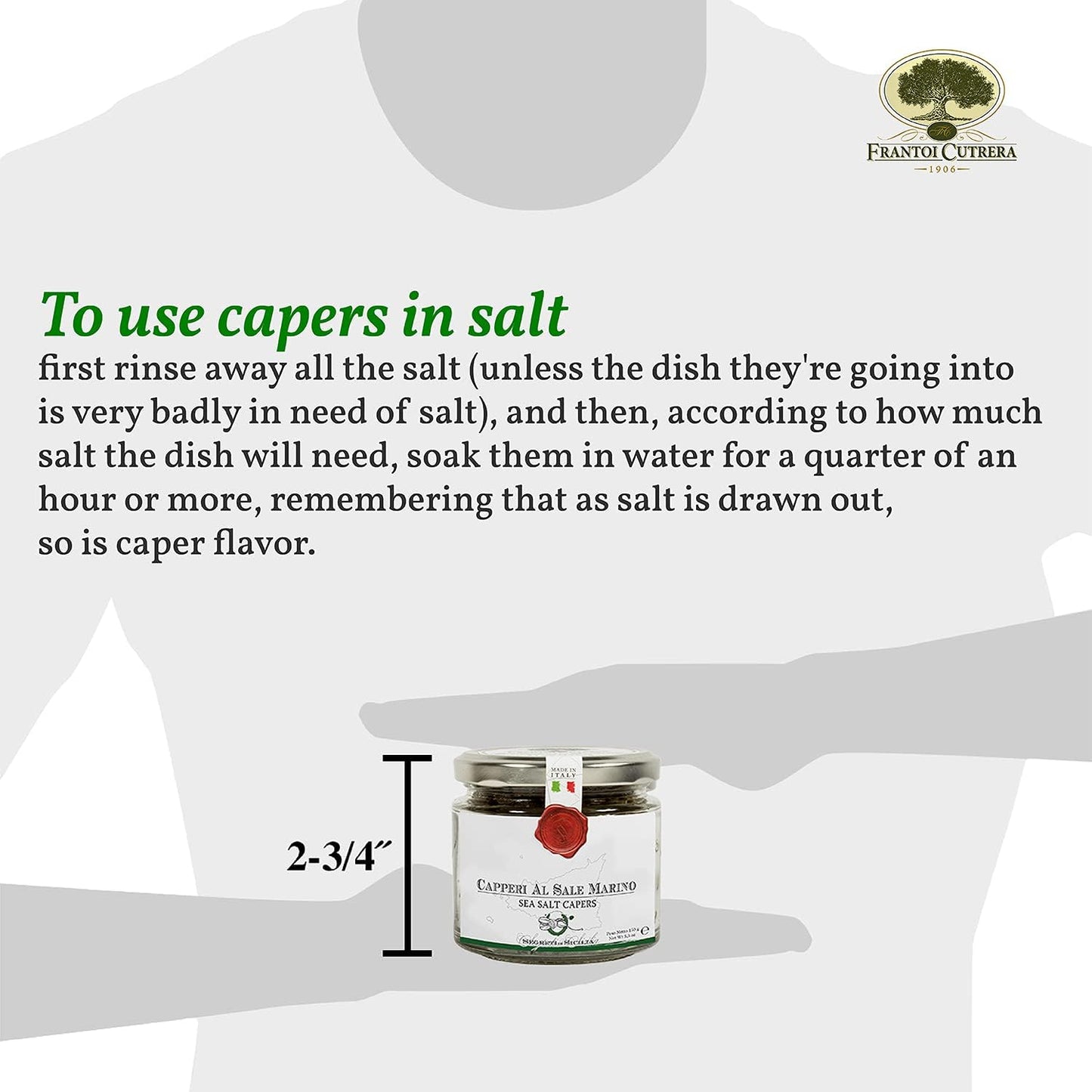 Frantoi Cutrera Gourmet Italian Capers in Sea Salt - Mediterranean Capers Non Pareil For Cooking and Garnishing, Imported From I