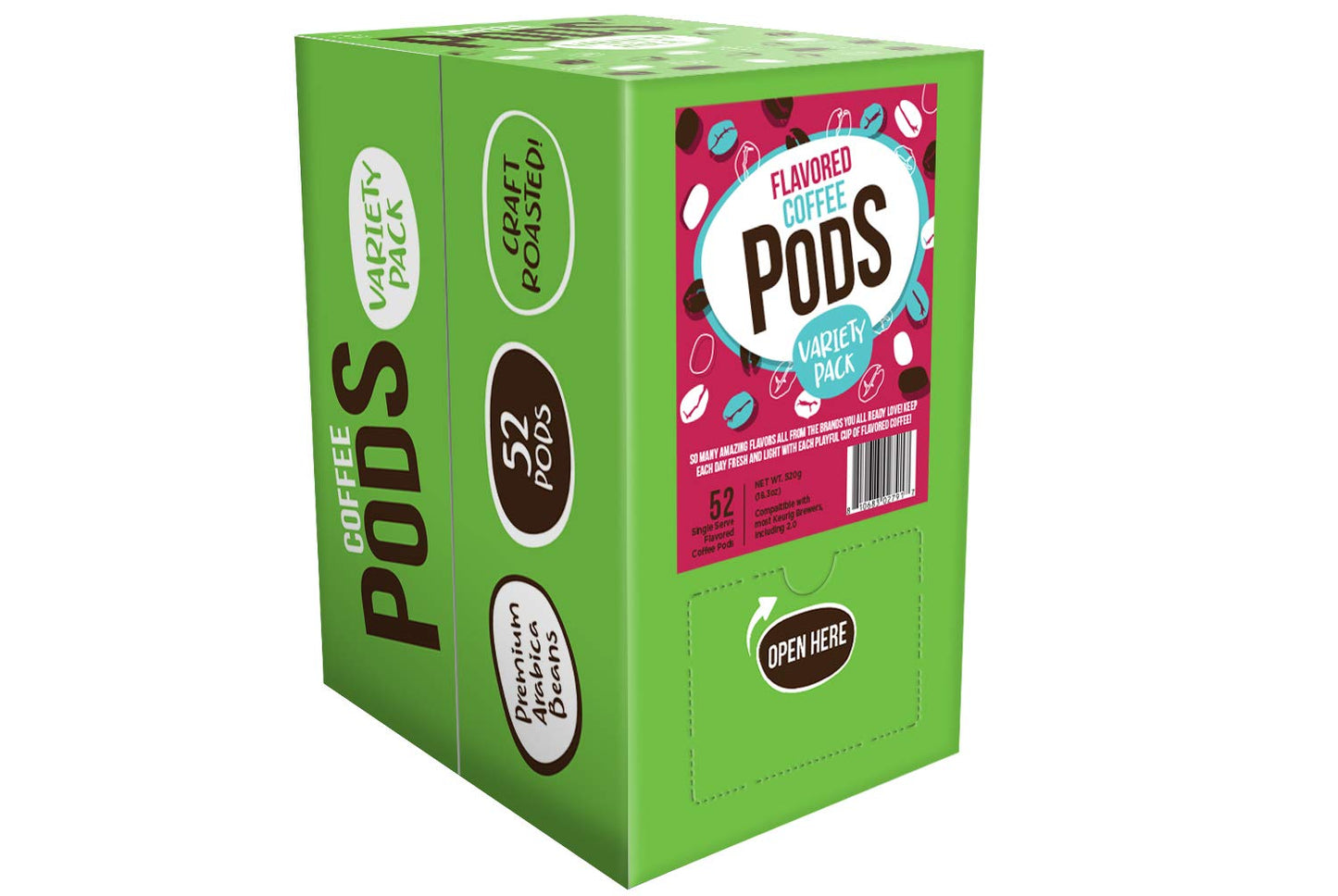 Coffee Pod Variety Packs Flavored Sampler, Assorted, Compatible with 2.0 K-Cup malt-inspired, 52 Count