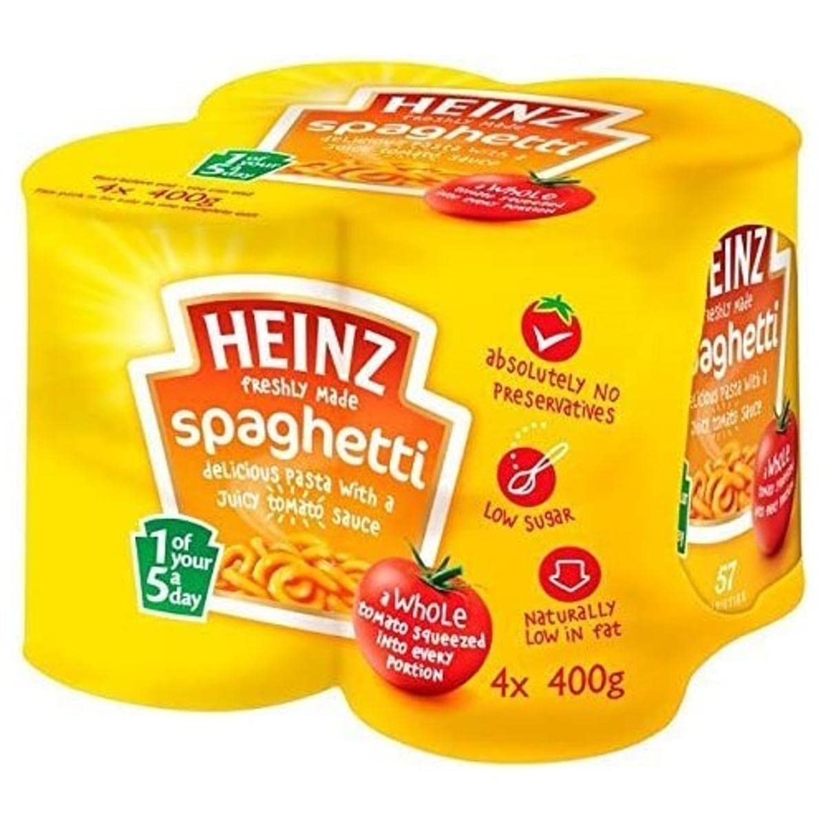 Original Heinz Spaghetti in Tomato Sauce Imported From The UK England Four Pack The Best Of British Heinz Spaghetti in Tomato Sa
