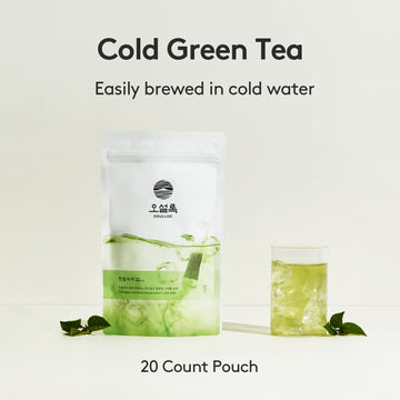 Osulloc Cold Green Tea, Stick-Type In Pouch Package, Premium Organic Pure Tea From Jeju, 20 Count, 1.41 Oz, 40G