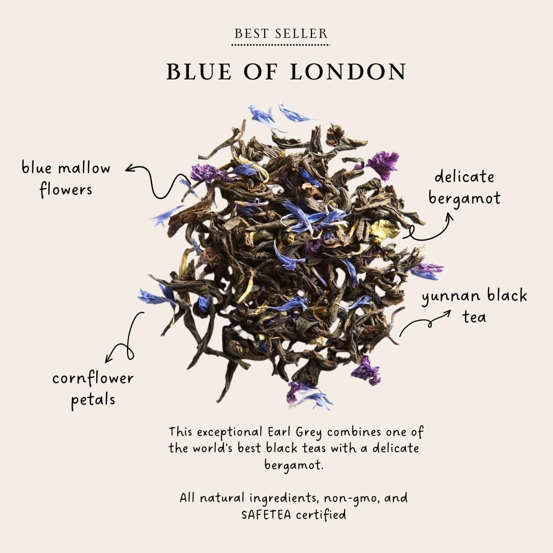 Palais Des Th  S - Blue Of London - Premium Gluten-Free Earl Grey Black Tea With Bergamot - 3.5Oz Loose Leaf Metal Gift Tin