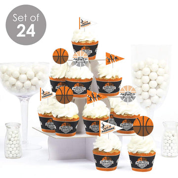 Big Dot Of Happiness Basketball - Let The Madness Begin - Cupcake Decoration - College Basketball Party Cupcake Wrappers And Tre