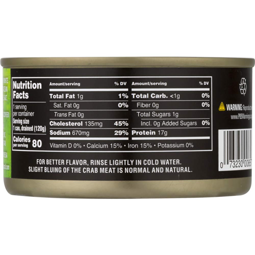 Crown Prince White-Lump Crab Meat, 6 Ounce Cans, Pack of 2