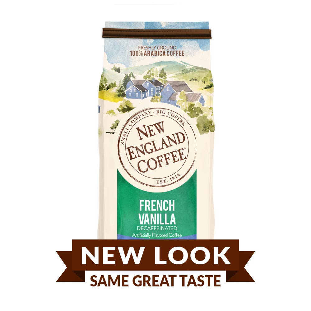 New England Coffee French Vanilla Decaffeinated Medium Roast Ground Coffee, 10oz Bag