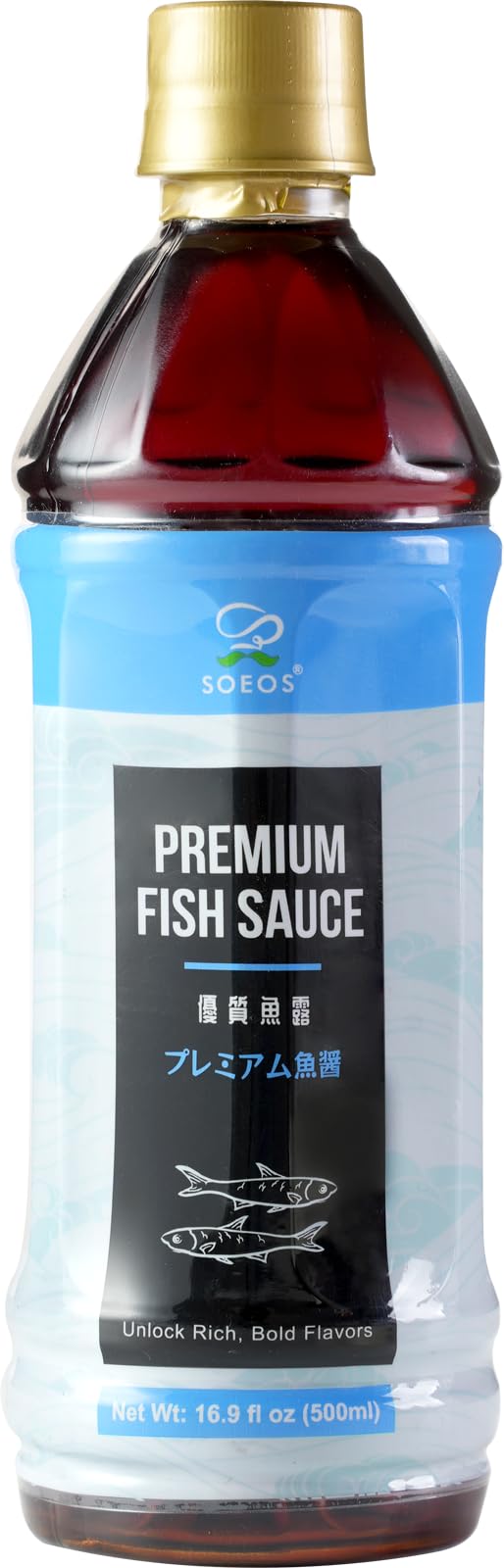Soeos Fish Sauce, 16.9 Fl Oz (500Ml), Savory Flavor, Premium Fish Sauce For Cooking, Crafted For Dressings And Marinades, Natura