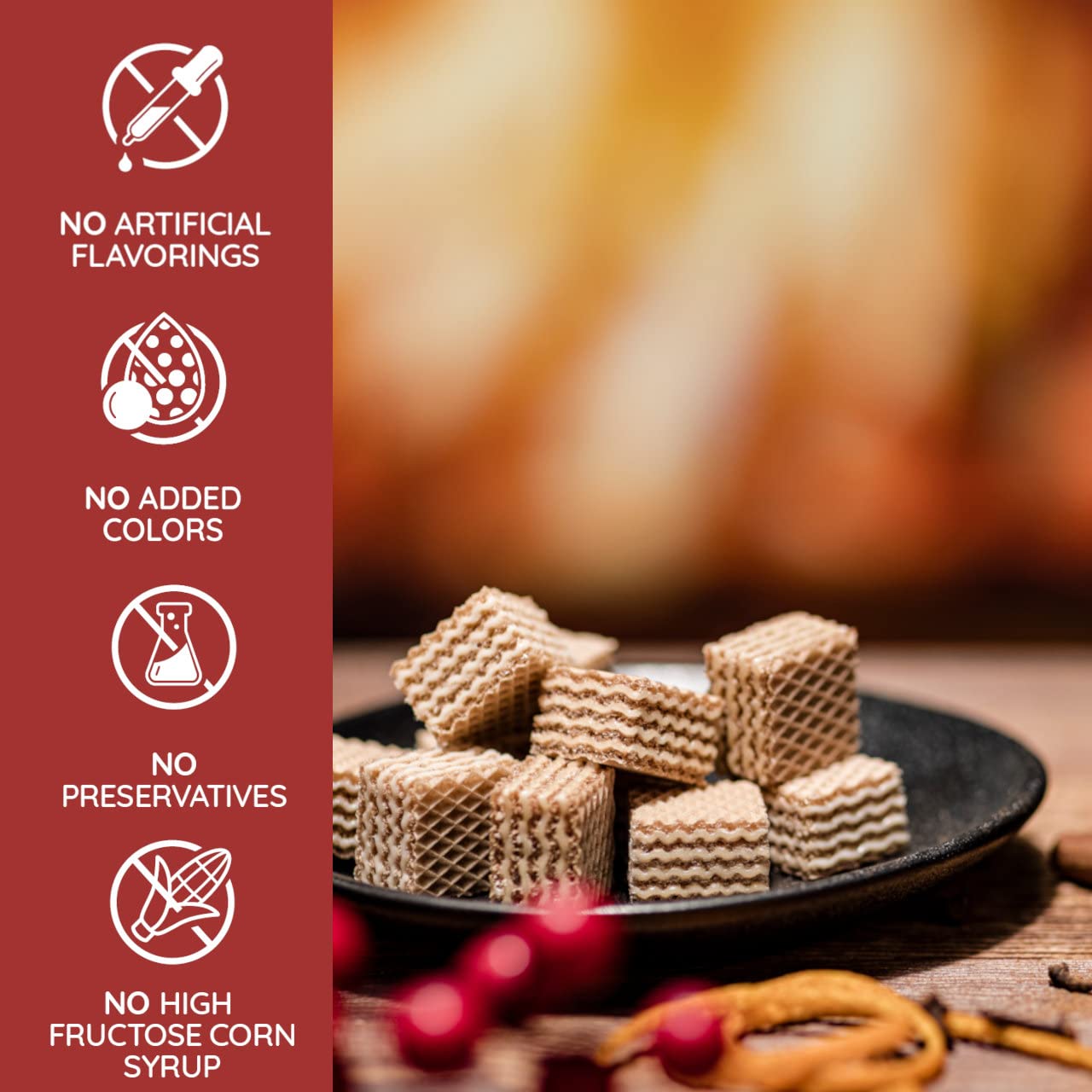 Loacker Quadratini Cinnamon Wafer Cookies Large - Limited Holiday Edition Premium Crispy Bite Size Wafers With Cinnamon Cream Fi