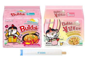 Samyang Buldak Hot Spicy Chicken Ramen Noodle Korean Stir-Fried Ramen, Carbonara & Cream Carbonara Flavor, 5 Pack For Each Flavo