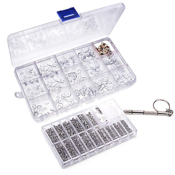 Ofone Eyeglass Repair Kit, Eye Glass Repair Kit With 1000Pcs Tiny Metal Screws Nose Pads Precision Screwdriver Set Screw Caps/Nu