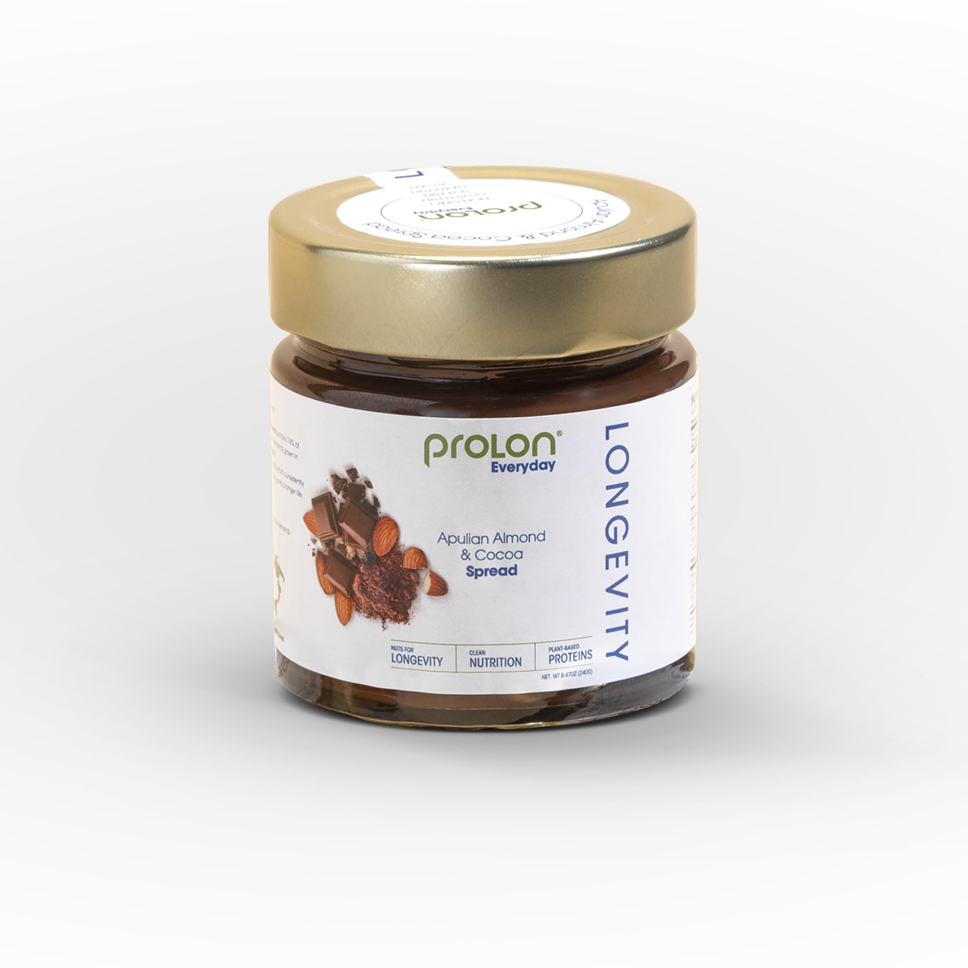 Prolon L-Spread Almond Chocolate Spread | Healthy Low Sugar Keto Snack | Rich In Magnesium, Vitamin E, Fiber, Calcium | Gluten-Free, Vegan, Dairy-Free | Plant-Based W/Cane Sugar, & Healthy Fats, 1 Jar