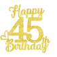 45 Birthday Cake Toppers-Gold Glitter, 45Th Cake Topper For Men,45 Cake Topper For Women, 45Th Birthday Decorations,45Th Birthda