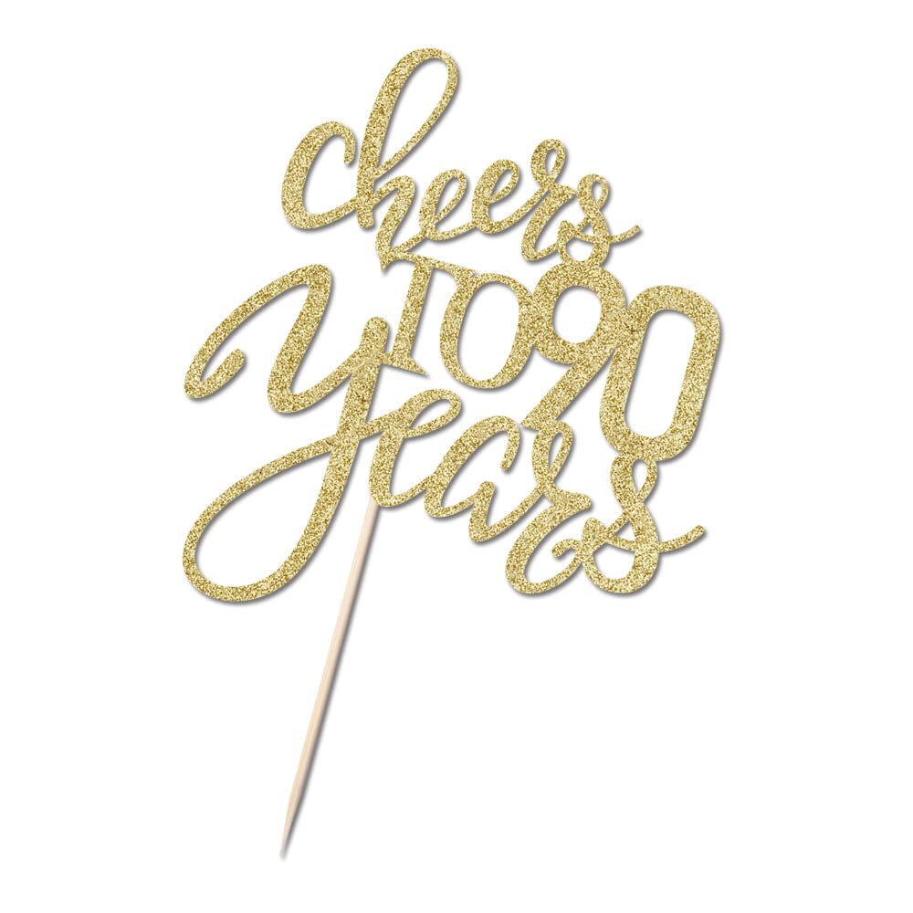 Qertesl Qertesl Gold Glitter Cheers To 90 Years Cake Topper, Happy 90Th Birthday Cake Decorations,Perfect For 90 Years Cake Deco