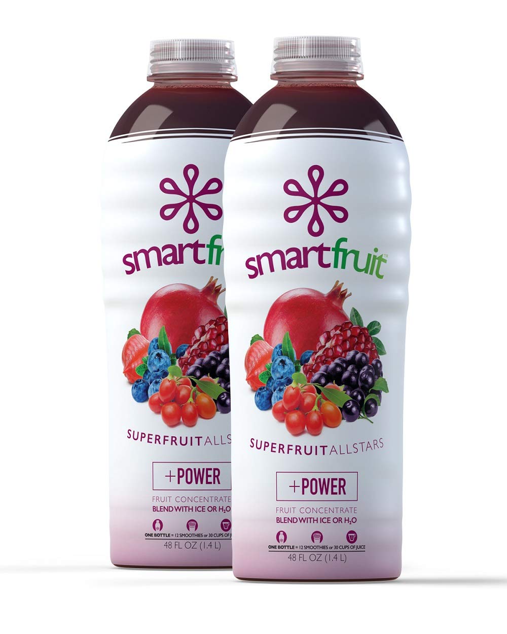 Smartfruit Superfruit All-Stars + Power, 100% Real Fruit Pur  E, Non-Gmo, No Additives, Vegan - 48 Fl. Oz - 2 Pack