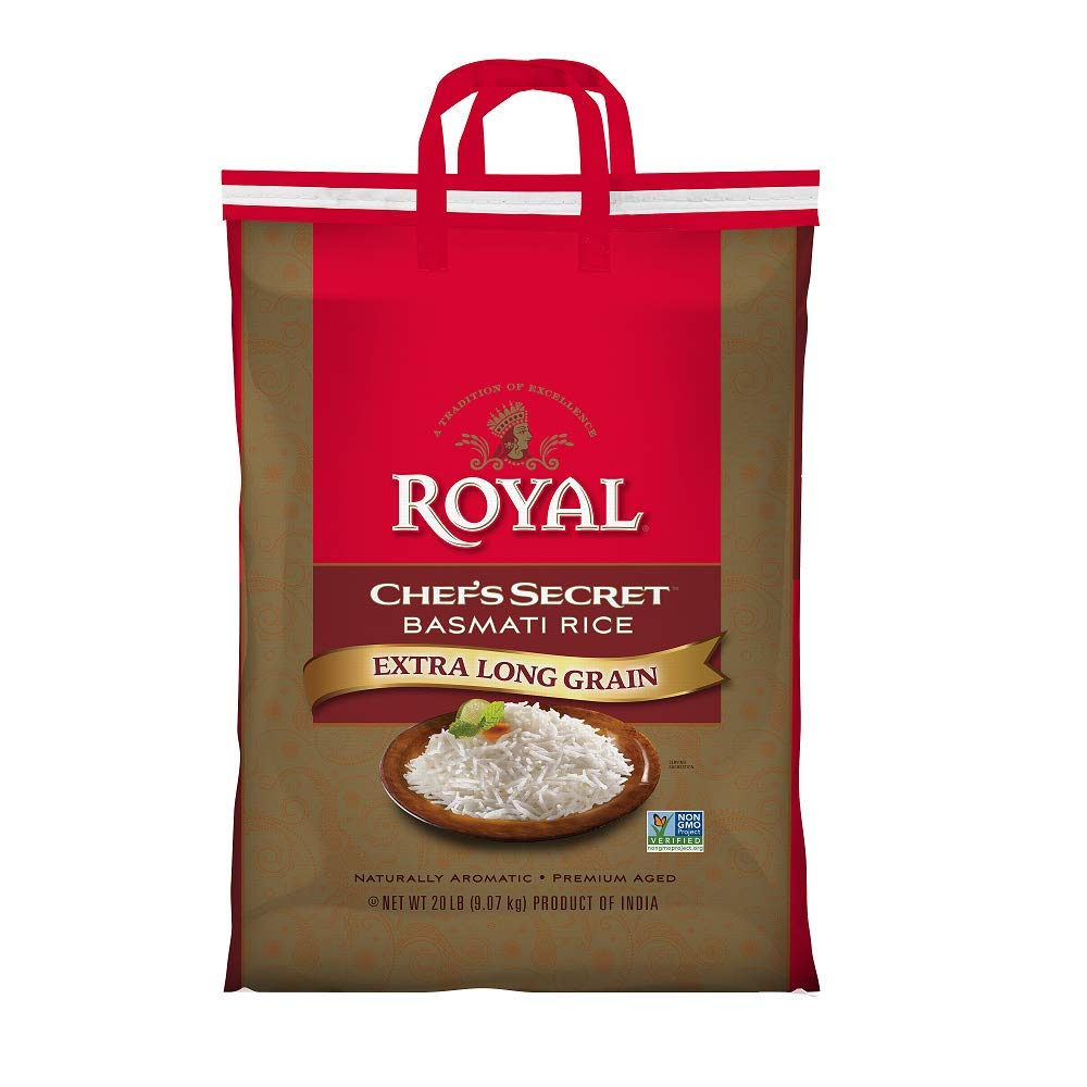 Royal Chefs Secret Extra Long Basmati Rice, 20 Pound Bag, Model 745042000099
