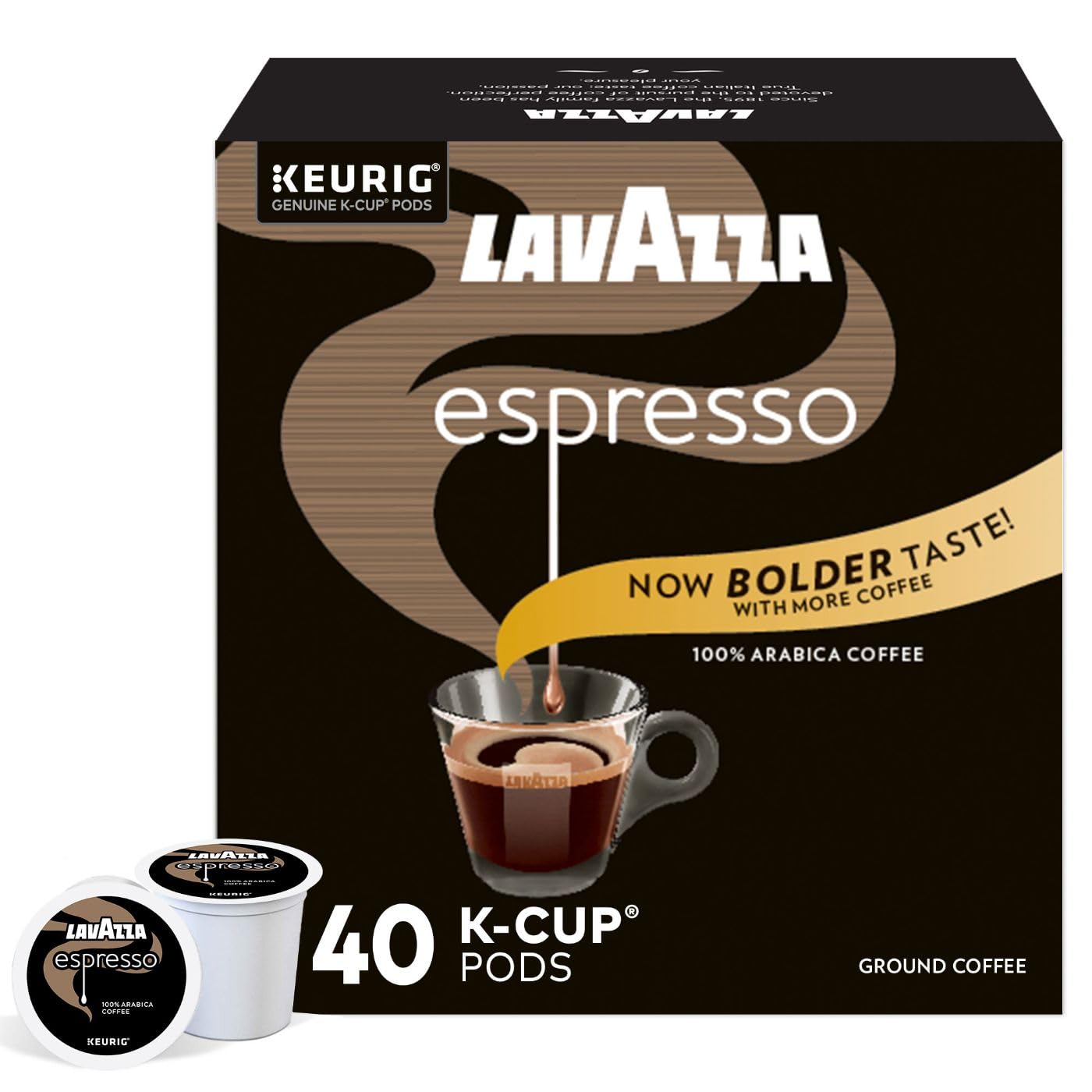 Lavazza Espresso Italiano K-Cup Pods, 100% Arabica, Medium Roast, 40 Count, Coffee