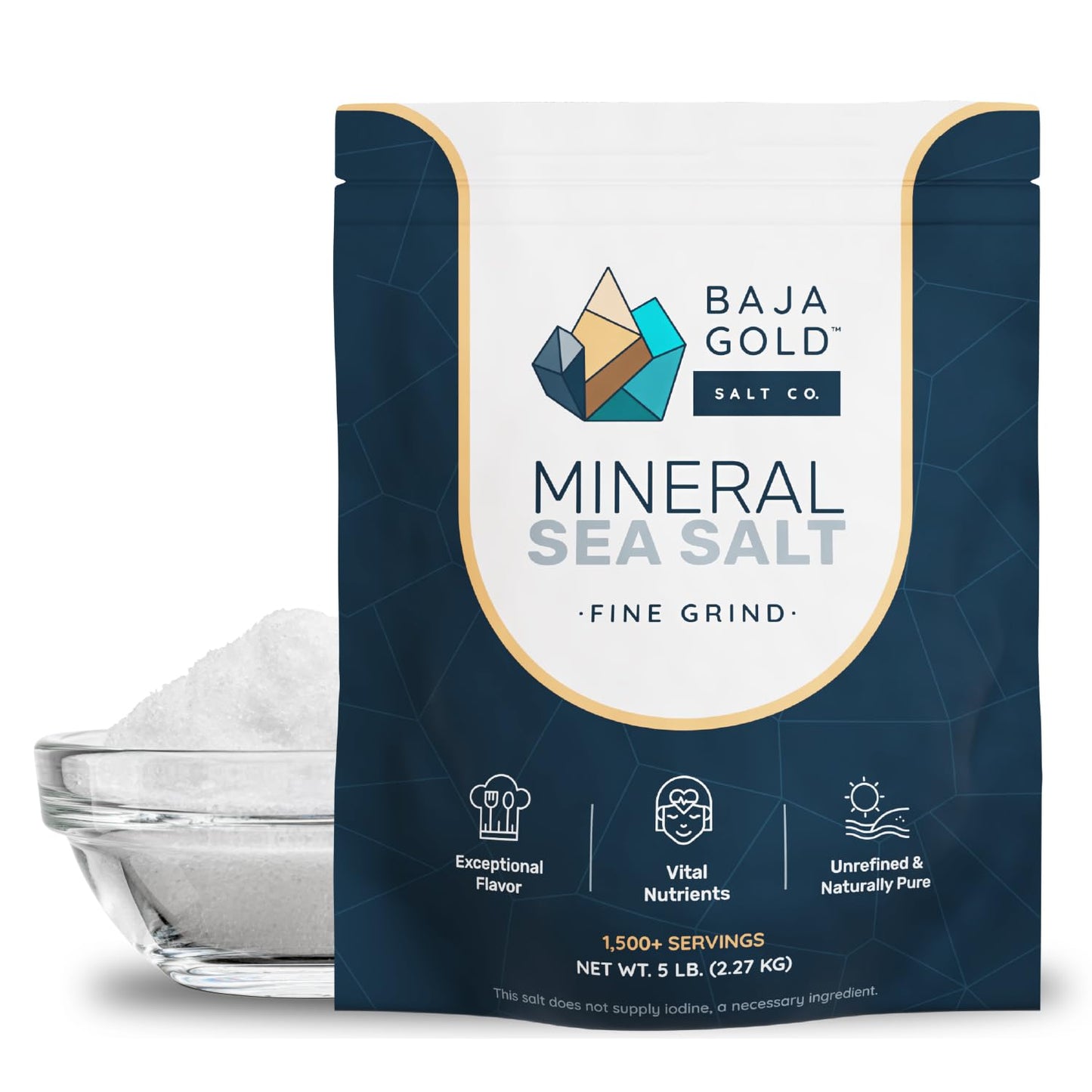 Baja Gold Mineral Sea Salt  Fine Grind  5 Lb. Bag