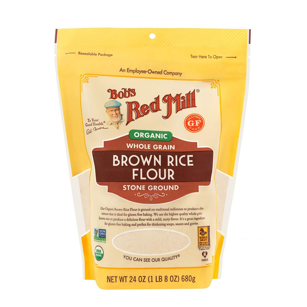 Bob's Red Mill Flour Brown Rice, Whole Grain Organic, 24 Ounce (Pack of 4)