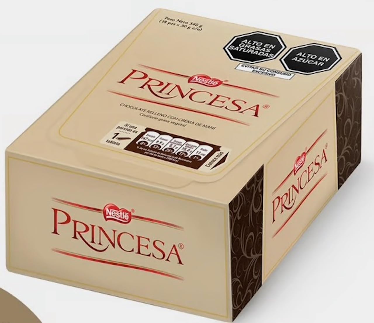 Princesa Nestle - Chocolate Relleno Con Crema De Mani - 18 Unit Box 540G -