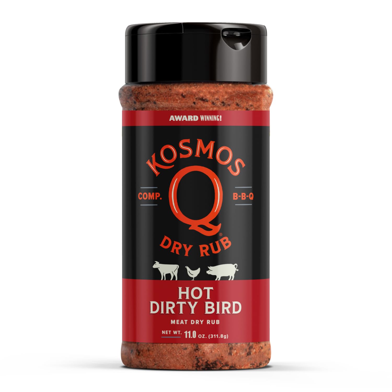 Kosmos Q BBQ Rub - Savory & Spicy Blend for Chicken, Pork, Steaks & Brisket - 11 oz Shaker Bottle
