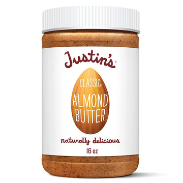 Justin'S Classic Almond Butter, Only Two Ingredients, No Stir, Gluten-Free, Non-Gmo, Keto-Friendly, Responsibly Sourced, 16 Ounc