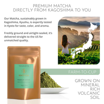 Matcha Powder, Premium Grade Japanese Matcha Tea, Grown In The Volcanic Soil Of Kyushu, Farm To Cup Tea From Japan 1.76Oz / 50G