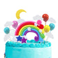 Blingabc Rainbow Cloud Cake Topper, 15Pcs Colorful Rainbow Soft Pottery Cake Toppers Set With Colorful Balls Cloud Moon Stars Ca