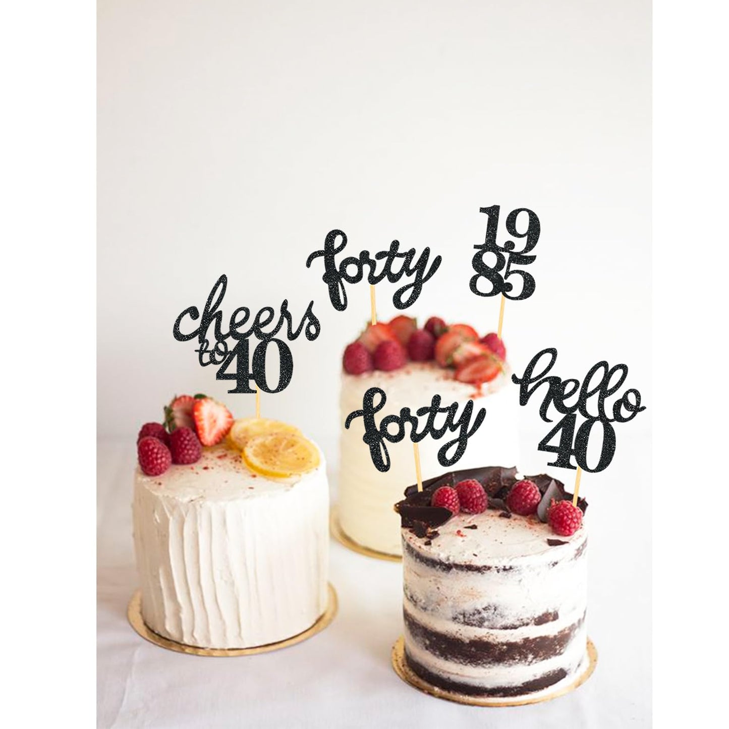 24 Pcs Glitter 40Th Birthday Cupcake Toppers For Celebrating Forty Years Old Birthday Party Decorations (Glitter Black)