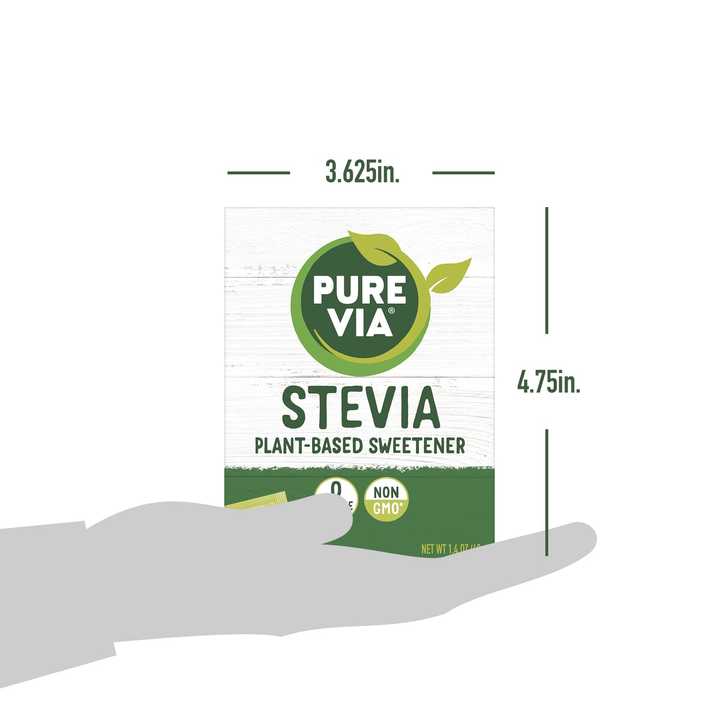Pure Via Stevia Sweetener Packets, Sugar Substitute, Natural Sweetener, No Erythritol, Zero Calorie Natural Sweetener Packets, 4
