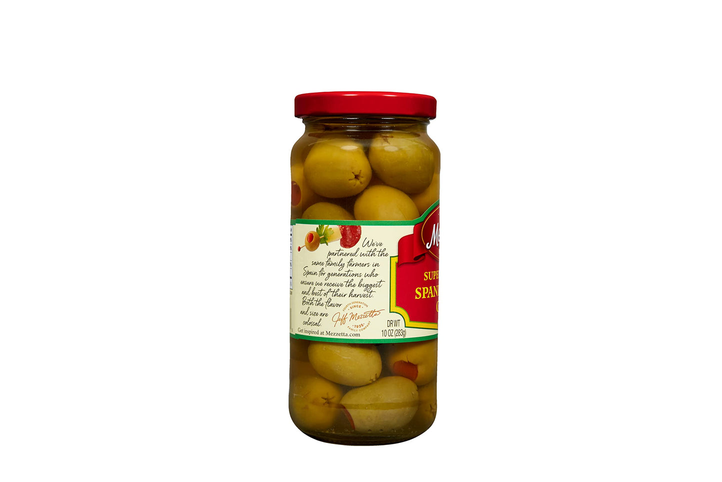 Mezzetta Super Colossal Spanish Queen Olives Pimiento Stuffed | Non-Gmo, Gluten Free | 10 Ounce Drained Weight (Pack Of 6)