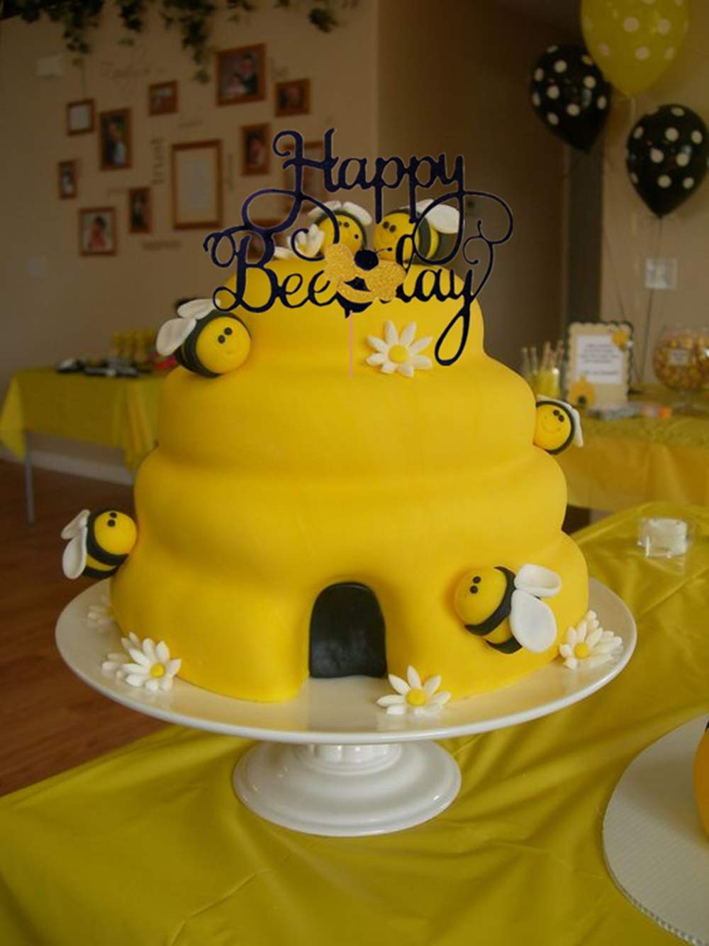 Laventy Happy Bee Day Cake Topper Bumble Bee Cake Topper Bumble Bee Themed Party Happy Supplies Bumble Bee Decoration