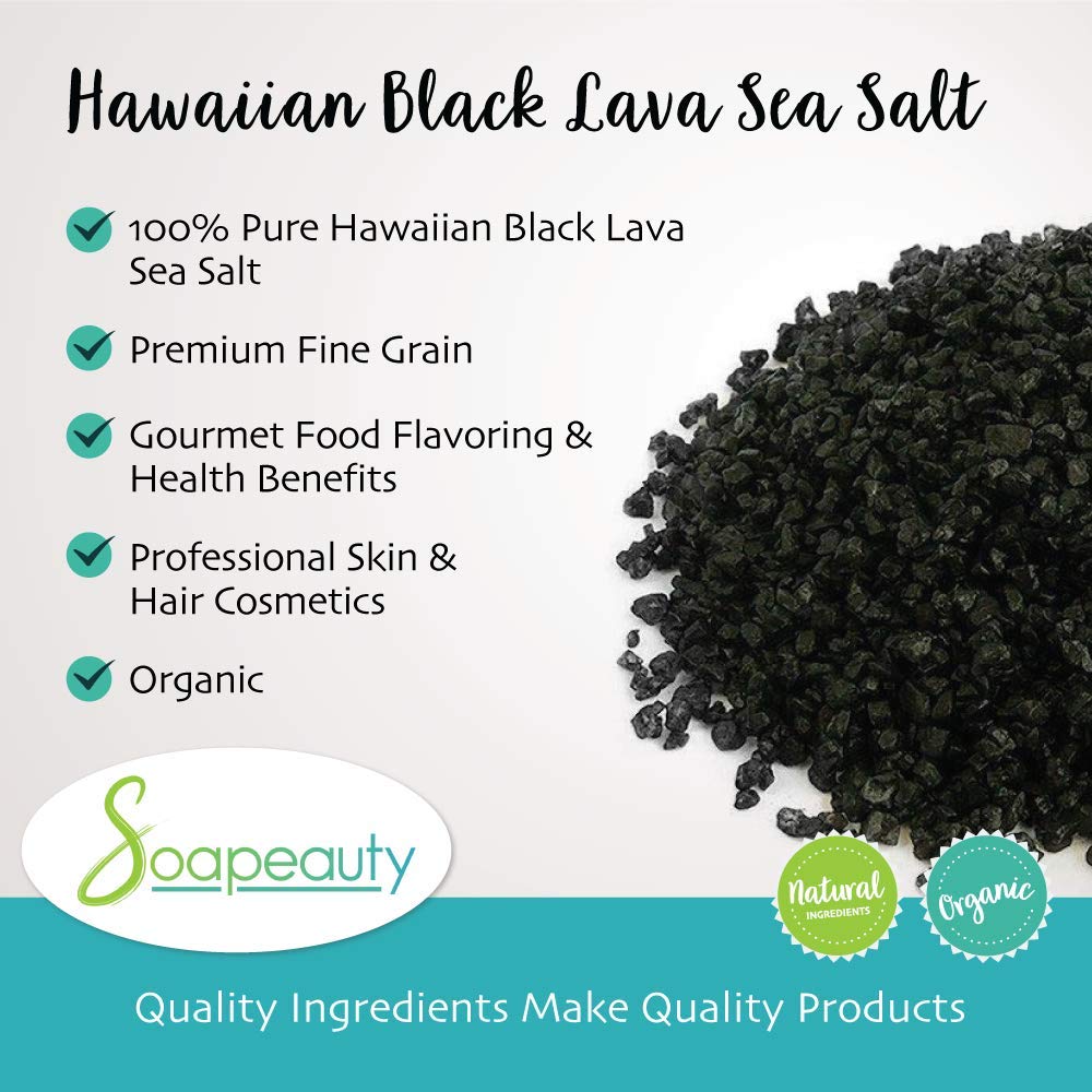 Hawaiian Black Sea Salt | 100% Natural | Great Gourmet Finishing Salt & Perfect For Professional Skin, Hair & Bath Cosmetics | F