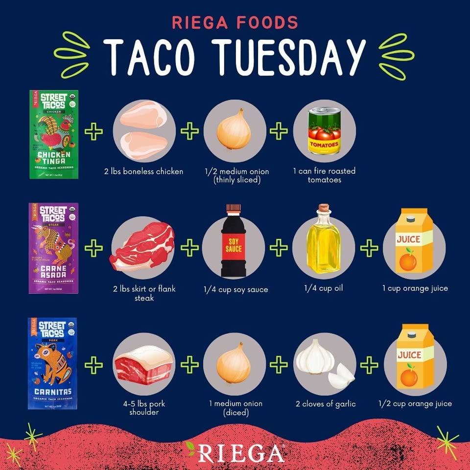 Riega Organic Carnitas Street Taco Seasoning, 1 Ounce (Pack Of 1)