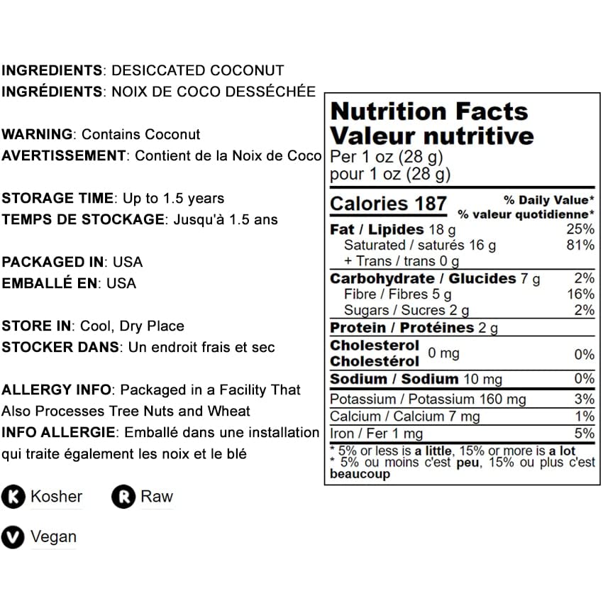 Shredded Coconut, 2.5 Pounds - Unsweetened Coconut Flakes, Desiccated, Kosher, Vegan, Bulk. No Sulfites Added. Rich In Dietary Fiber. Perfect For Homemade Desserts, Baking, As A Topping