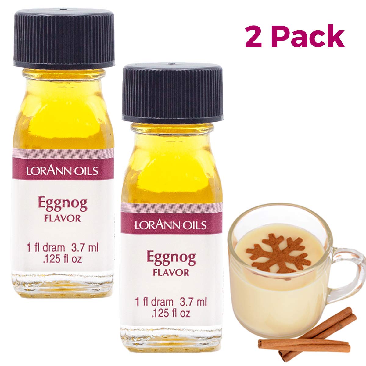 Lorann Eggnog Ss Flavor, 1 Dram Bottle (.0125 Fl Oz - 3.7Ml - 1 Teaspoon) - 2 Pack