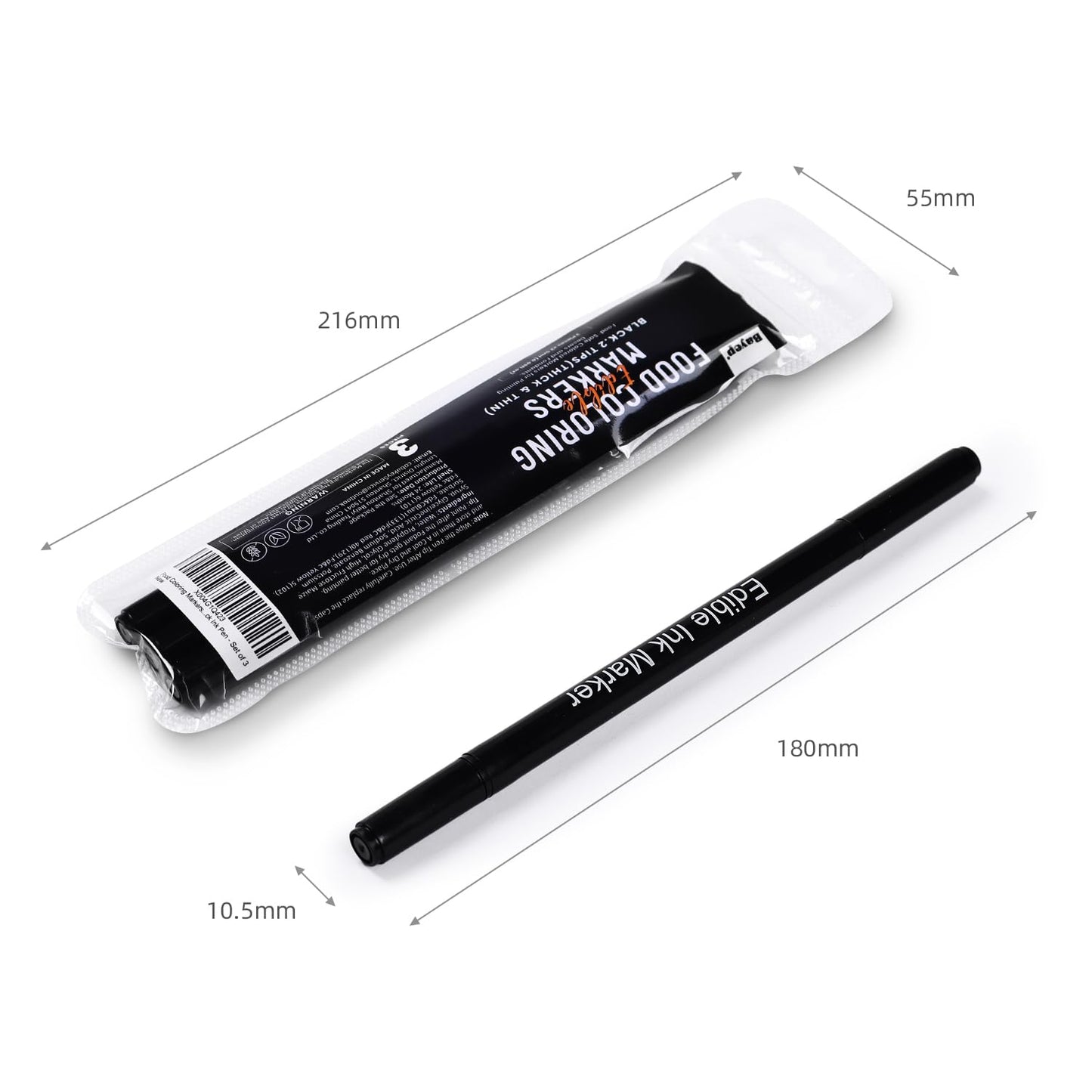 Edible Black Food Coloring Markers Double Tips 3Pcs Black Ink Pen Food Grade Gourmet Writer For Decorating Fondant Cakes Cookies