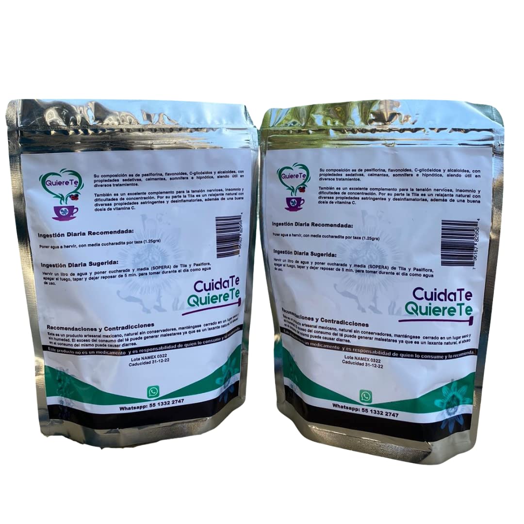 Pasiflora Tila Tea Linden Passionflower Tea, Quiere Te, Herbal Mix, 5.3 Oz (150 Grams), 2 Pack, Up To 200 Cups, Passiflora Incar