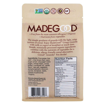 Made Good Crispy Light Granola Nutfree Gluten Free, Allergy Friendly, Usda Certified Organic Ingredients, Vegan, Nongmo Nutrient