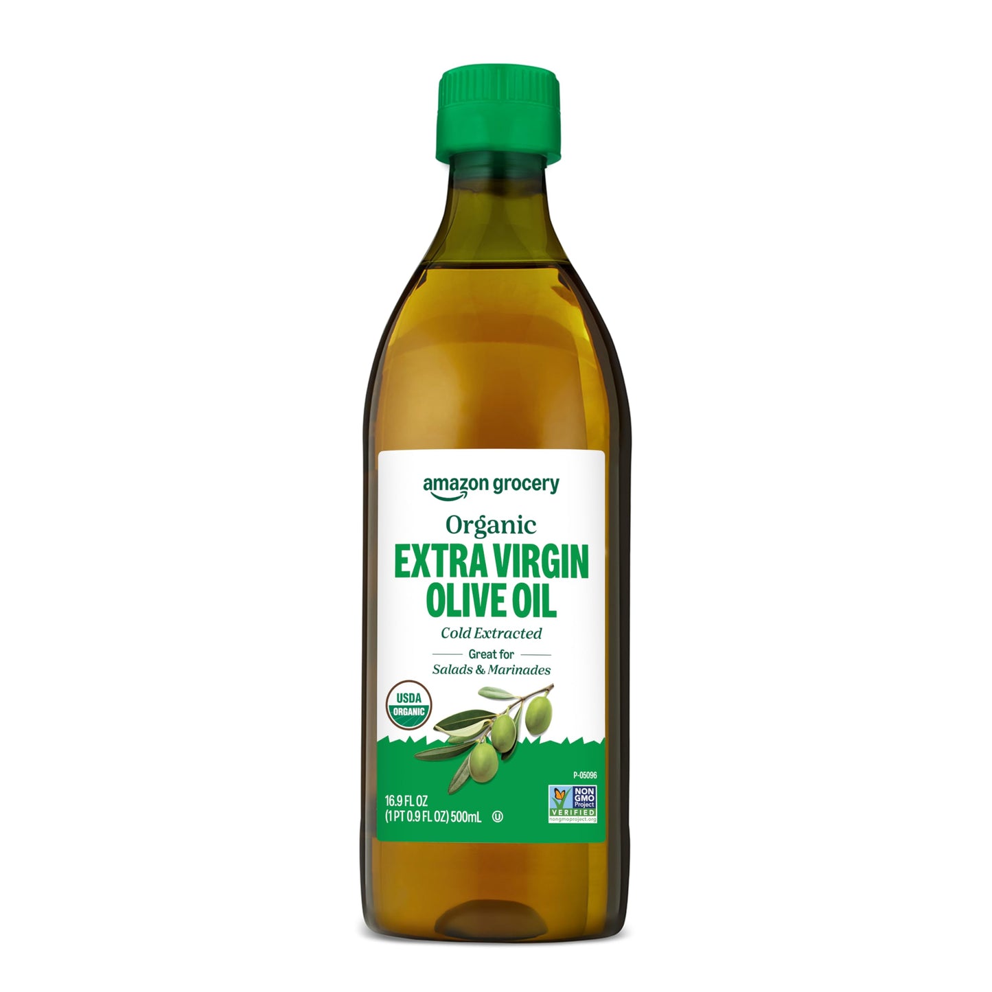 AmazonFresh Organic Extra Virgin Olive Oil, 500 ml (16.9 FL OZ), Pack of 1