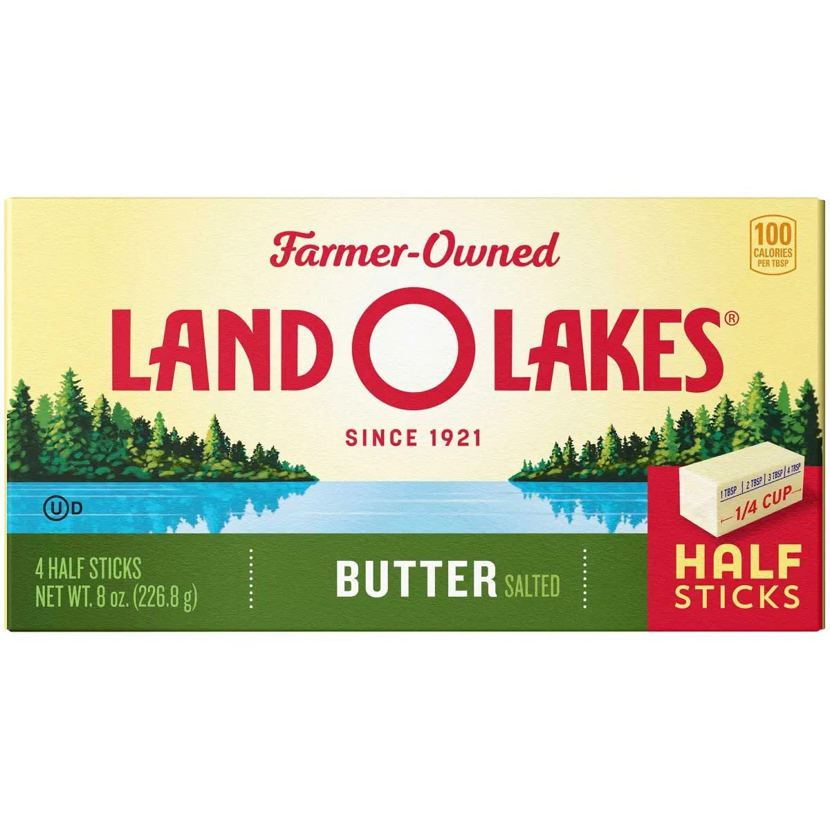 Land O Lakes Quarter Salted Butter, 8 Ounce, Pack of 12