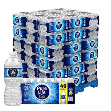 Generic Pure Life (16.9 Oz) - Full Pallet of Water - 40 Bottle of Water per Case - 1920 Bottles (48 Cases)
