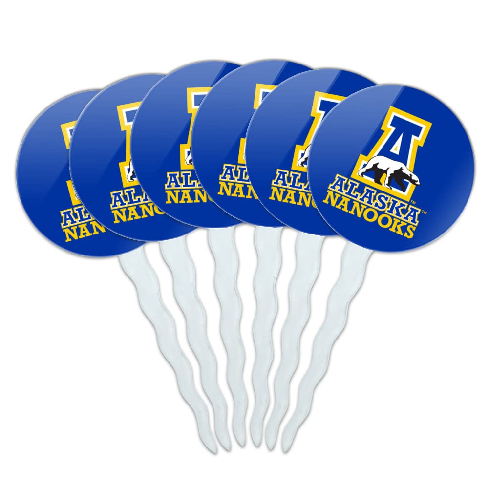 University of Alaska, Fairbanks Secondary Logo Cupcake Picks Toppers Decoration Set of 6