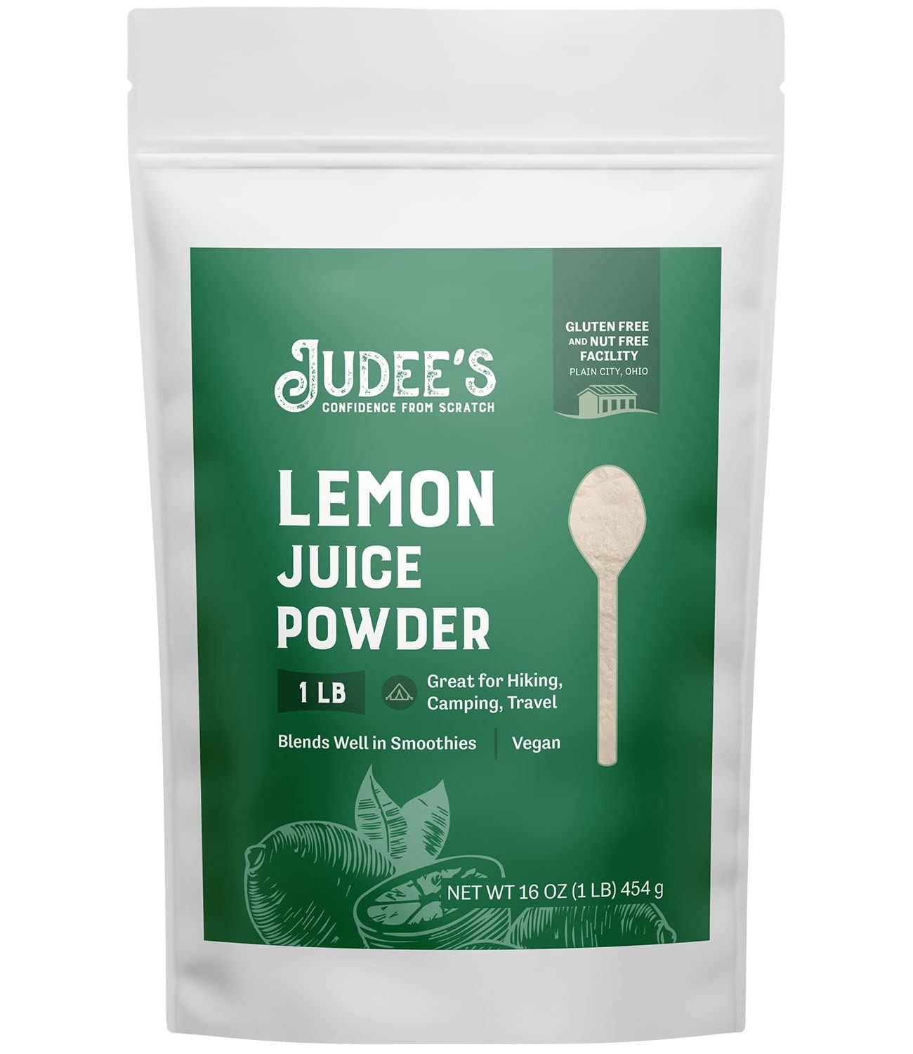 Judee's Lemon Juice Powder - 1 lb - Delicious and 100% Gluten-Free - Great for Smoothies, Shakes, Mixed Drinks, Fruit Tarts, and