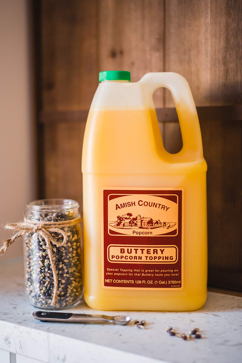 Amish Country Popcorn Buttery Popcorn Topping 1 Gallon, 128 Fl Oz, Perfect for Movie Nights and Snack Time
