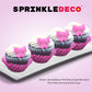 12Pk Shimmer Baby Pink Ribbon Bows Cake Cupcake Sugar Decoration Toppers