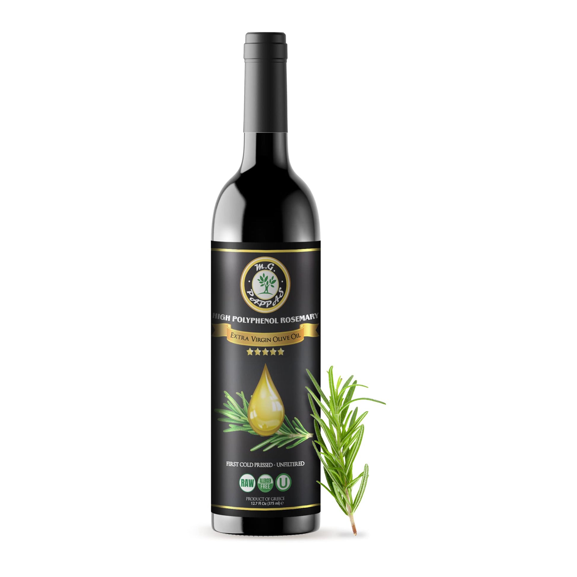 M.G. PAPPAS Rosemary Infused Extra Virgin Olive Oil, Cold Pressed, 12.7 Fl Oz