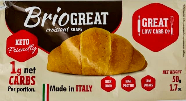 Great Low Carb Company Briogreat Croissant Shape 1.7 Oz Pastas, Keto, Low Carb, High Protein. 1 Net Carbs, 8G Protein (2 Pack)