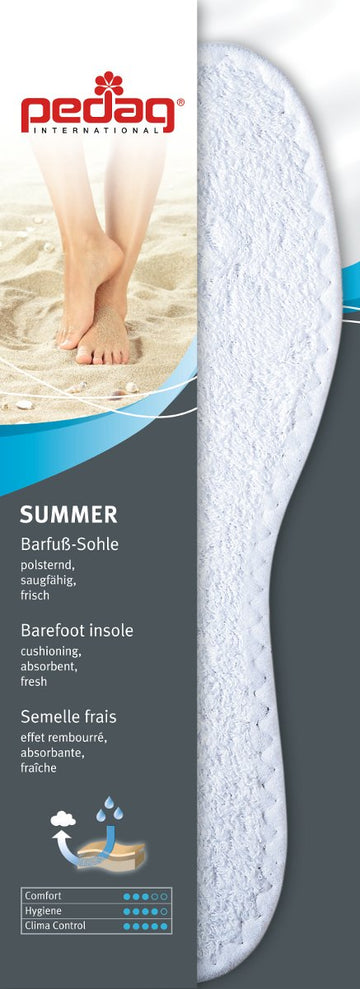 Pedag Washable Summer Pure Cotton Terry Barefoot Insole, White, Us M12/Eu 45, (Pack Of 3)